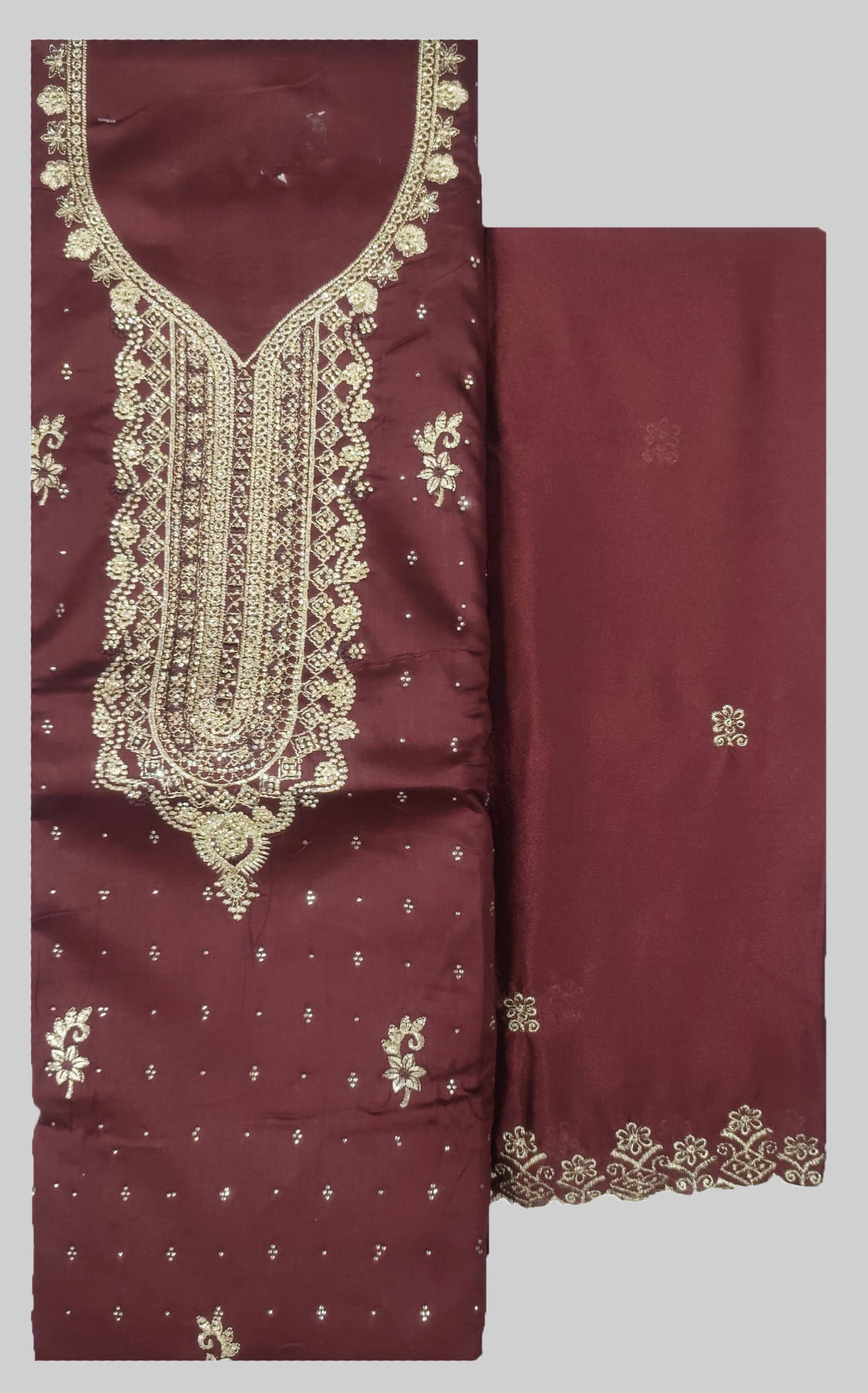 Soul Essence Women Cotton Unstitched Dress Material ( Maroon )     			Soul Essence Women Cotton Unstitched Dress Material ( Maroon )