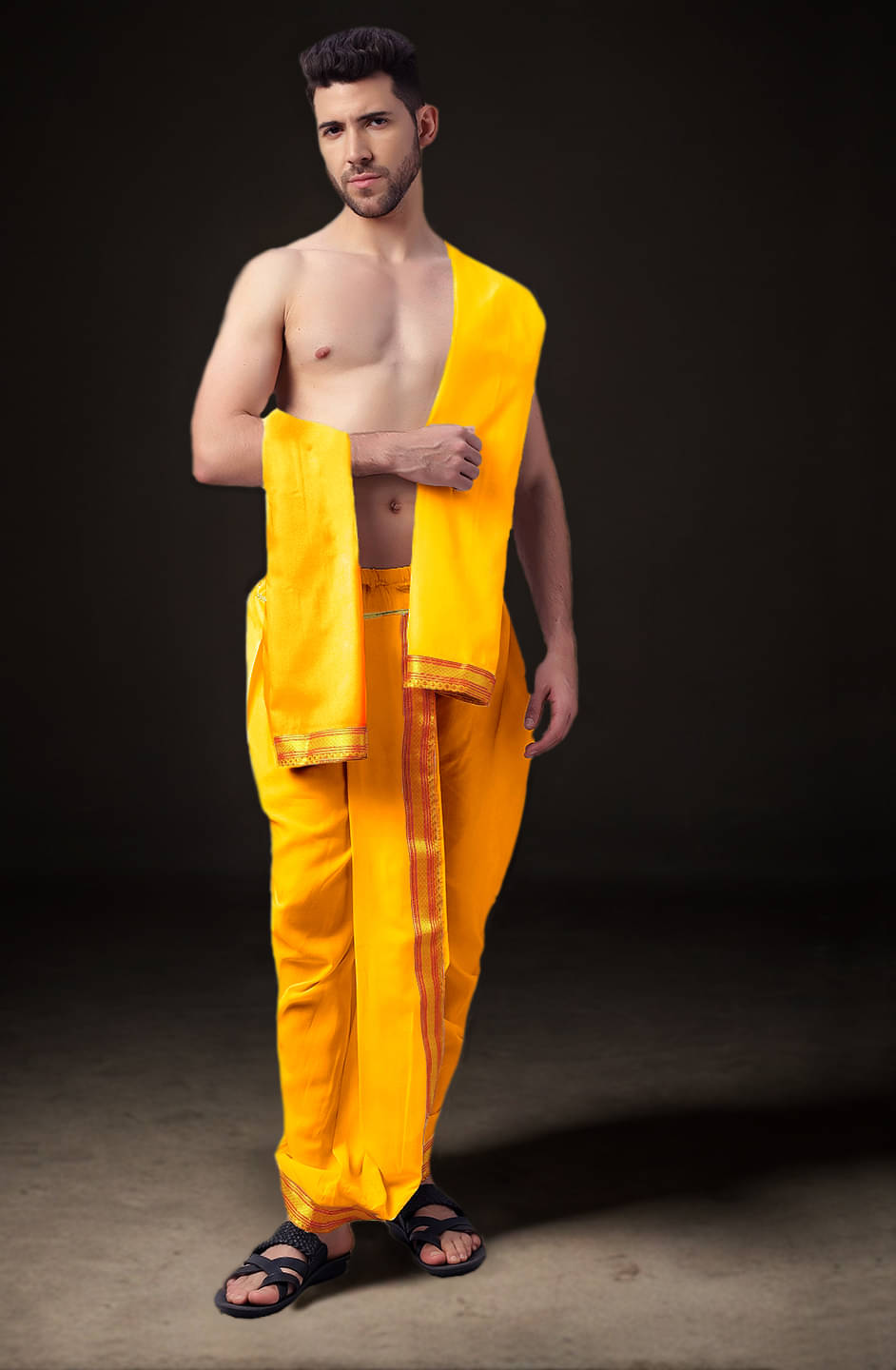     			Spewim Polyester Men's Dhoti Fluorescent Orange ( Pack of 1 )