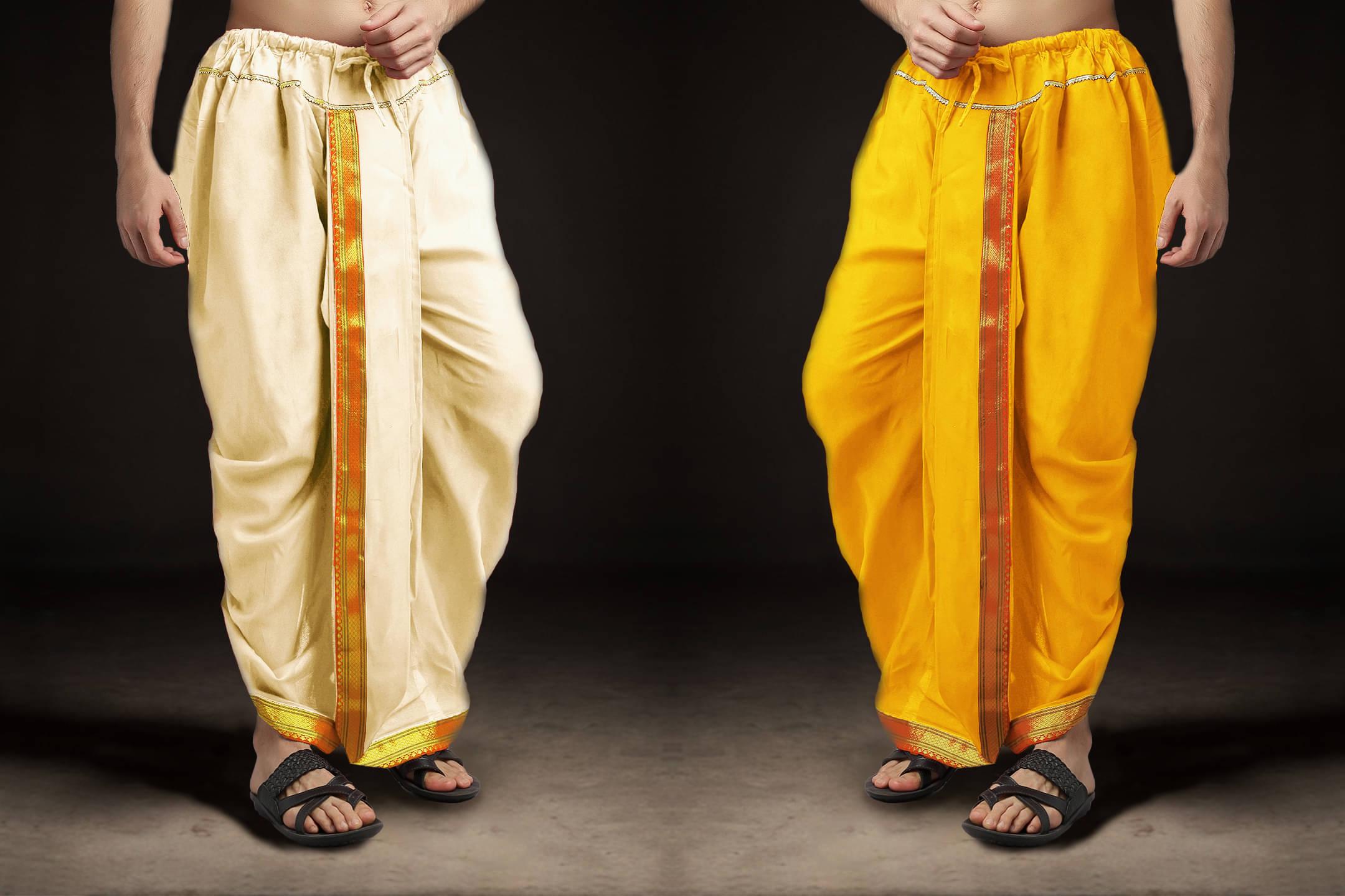     			Spewim Polyester Men's Dhoti Yellow ( Pack of 2 )