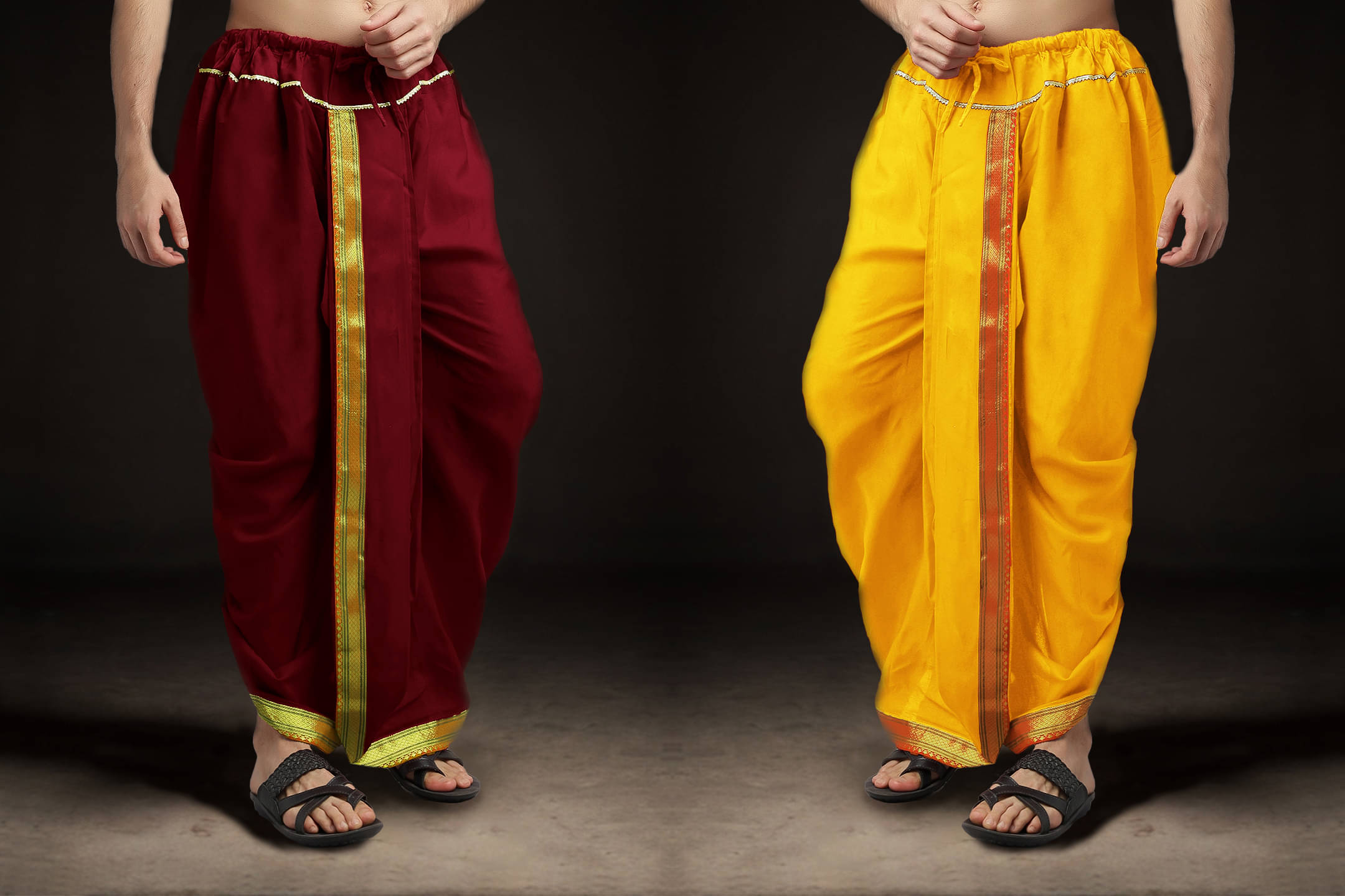     			Spewim Polyester Men's Dhoti Yellow ( Pack of 2 )
