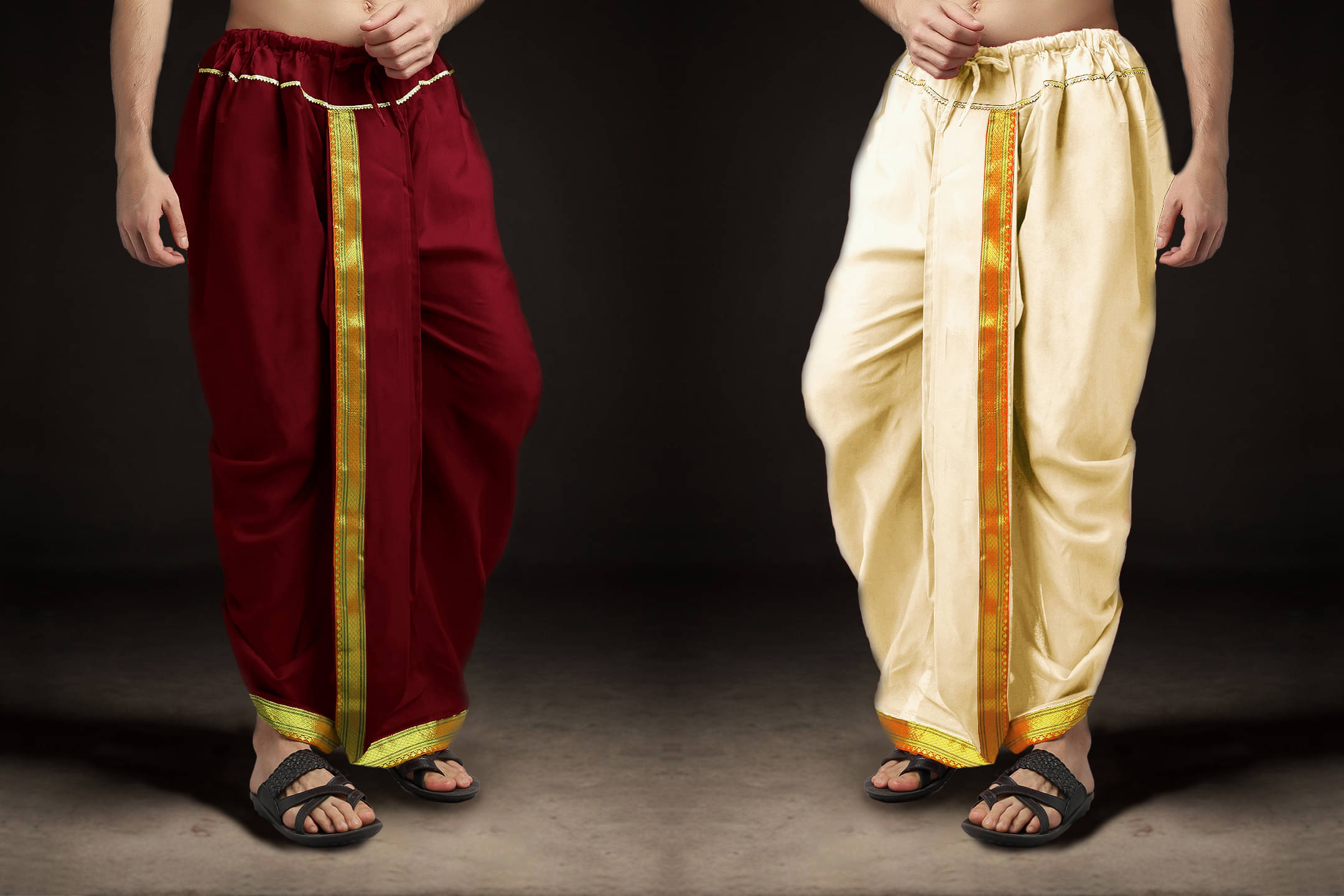 Spewim Polyester Men's Dhoti Cream ( Pack of 2 )     			Spewim Polyester Men's Dhoti Cream ( Pack of 2 )
