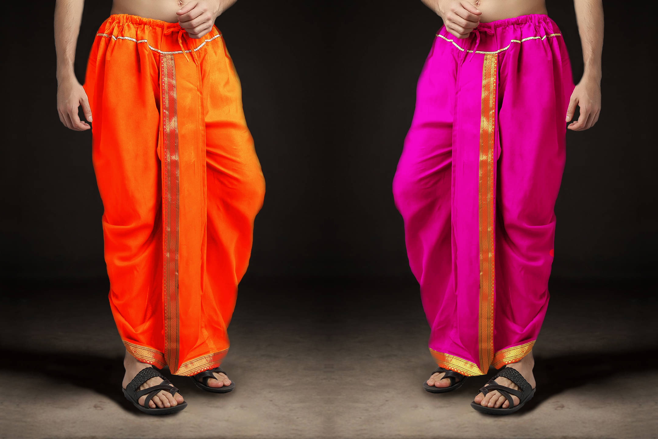 Spewim Polyester Men's Dhoti Pink ( Pack of 2 ) Spewim Polyester Men's Dhoti Pink ( Pack of 2 )