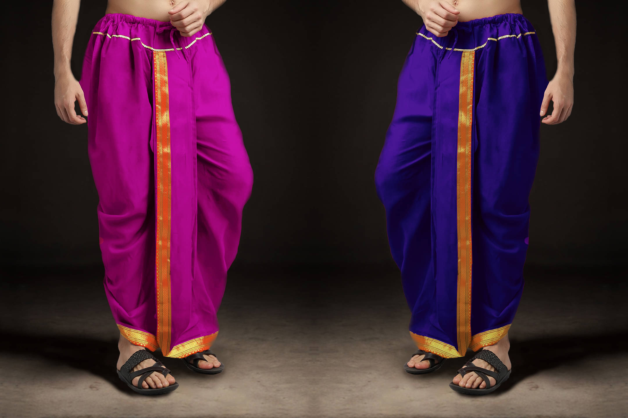     			Spewim Polyester Men's Dhoti Purple ( Pack of 2 )