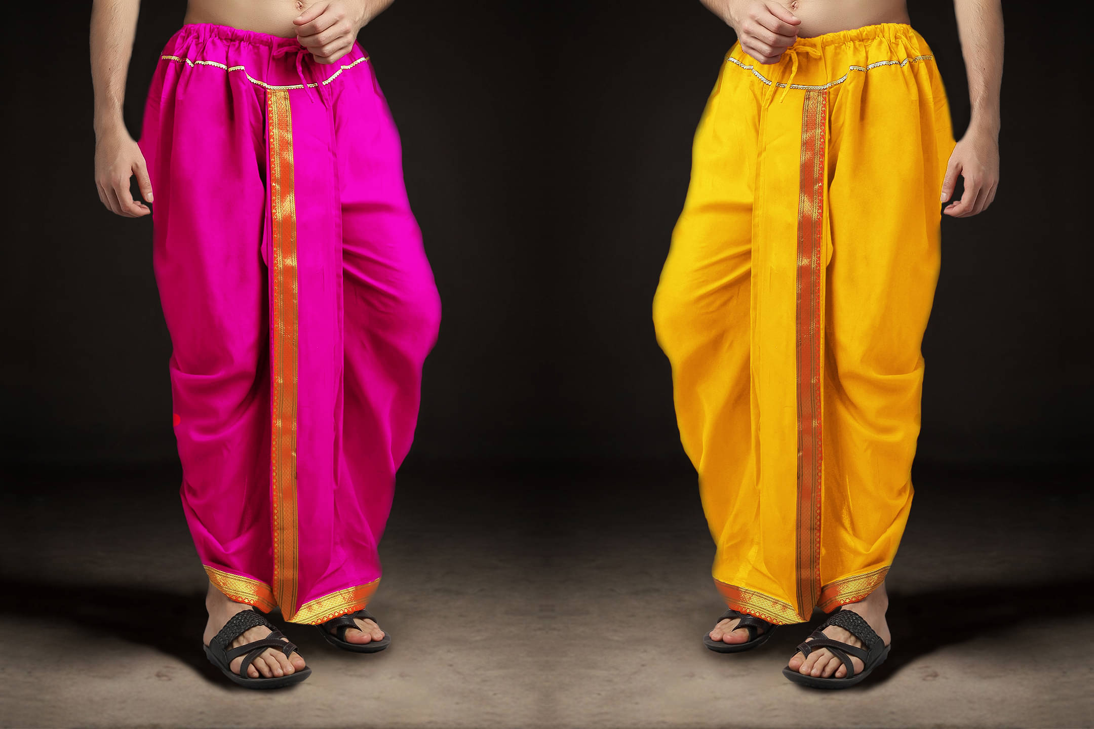 Spewim Polyester Men's Dhoti Yellow ( Pack of 2 ) Spewim Polyester Men's Dhoti Yellow ( Pack of 2 )