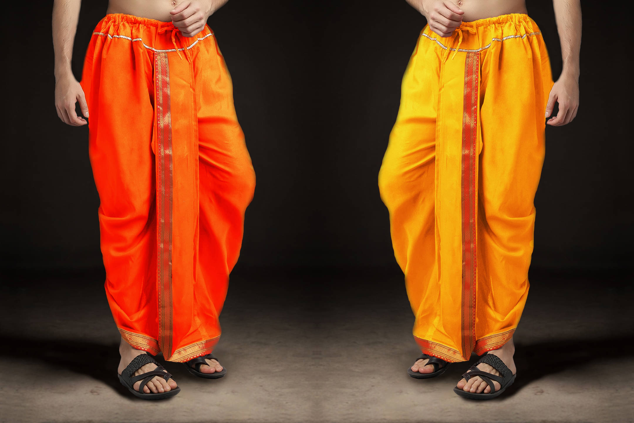     			Spewim Polyester Men's Dhoti Orange ( Pack of 2 )