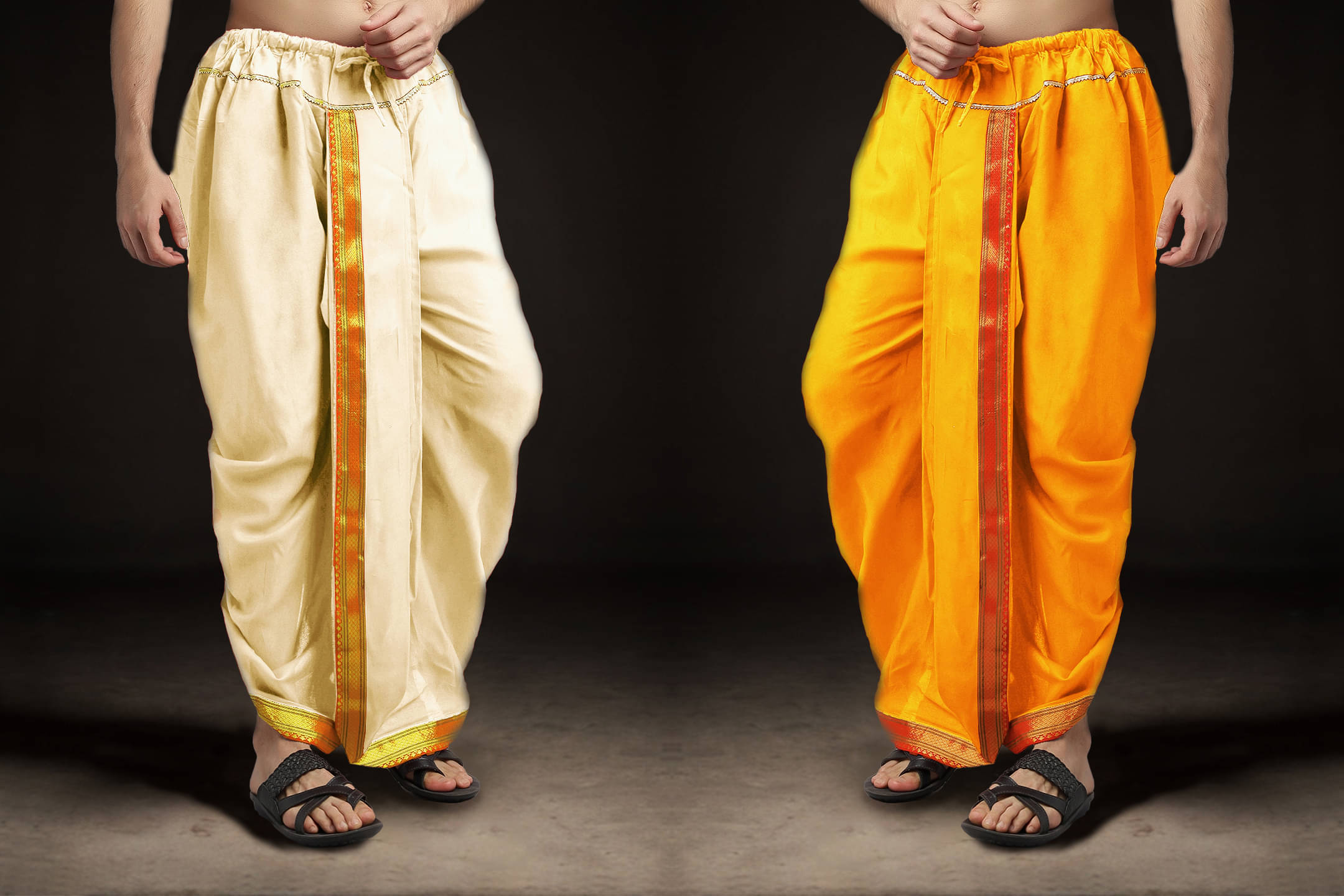 Spewim Polyester Men's Dhoti Orange ( Pack of 2 ) Spewim Polyester Men's Dhoti Orange ( Pack of 2 )