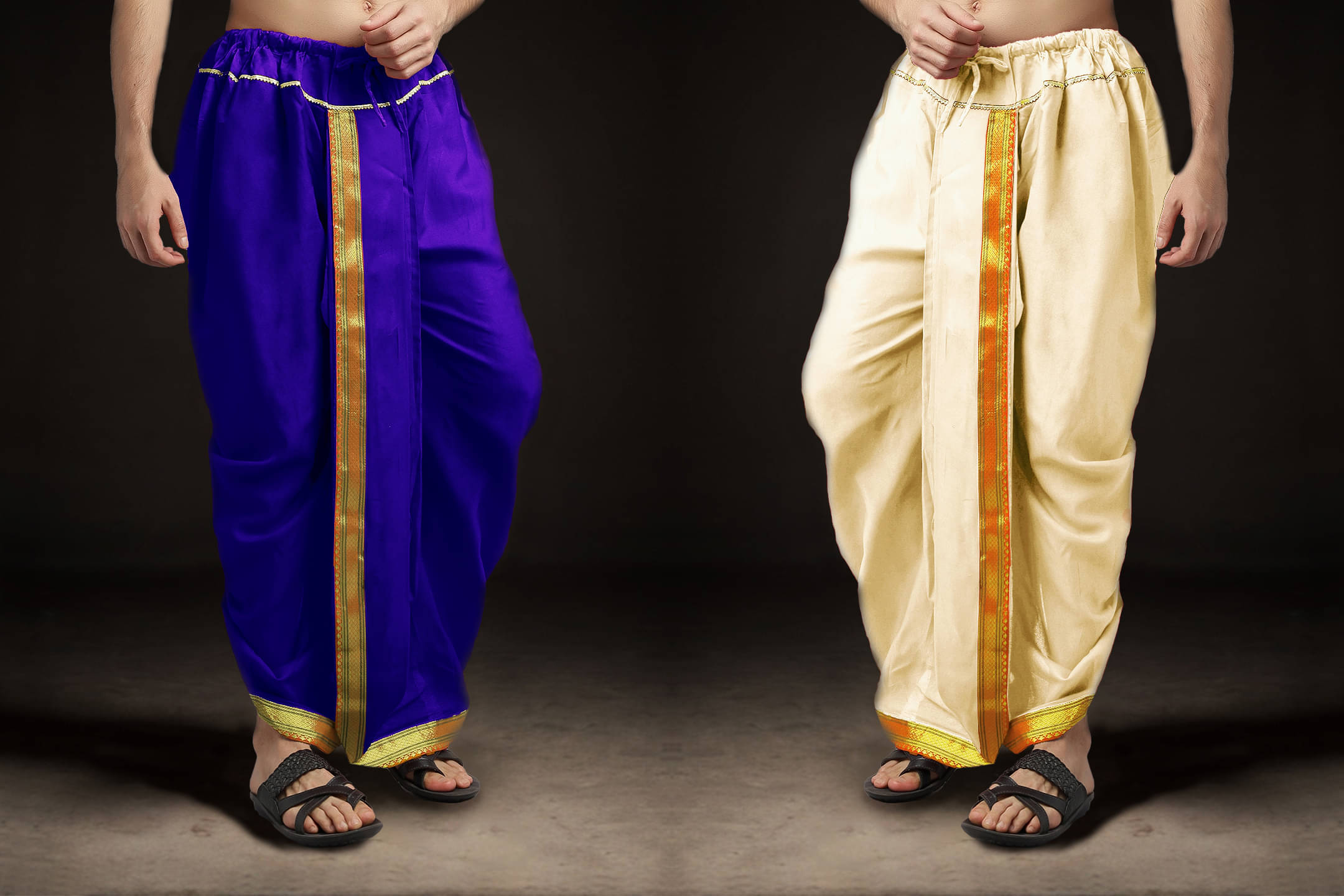 Spewim Polyester Men's Dhoti Cream ( Pack of 2 ) Spewim Polyester Men's Dhoti Cream ( Pack of 2 )