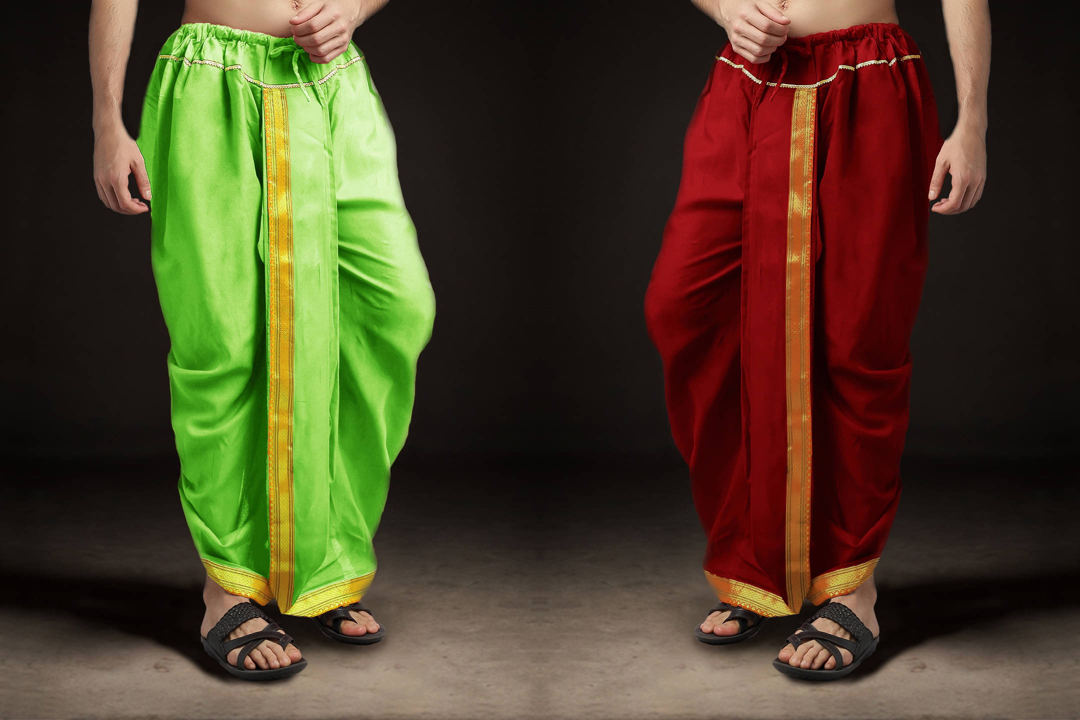     			Spewim Polyester Men's Dhoti Red ( Pack of 2 )