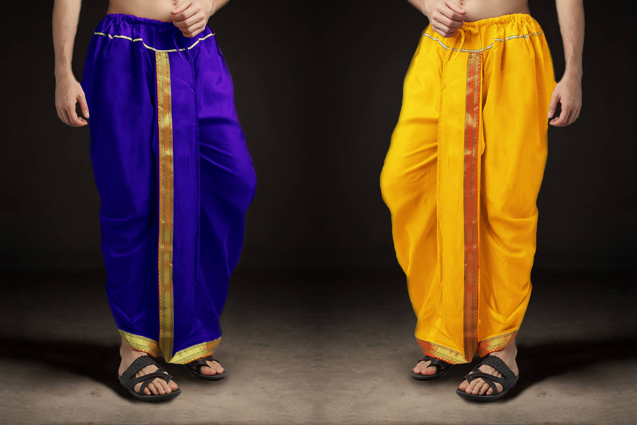 Spewim Polyester Men's Dhoti Yellow ( Pack of 2 ) Spewim Polyester Men's Dhoti Yellow ( Pack of 2 )