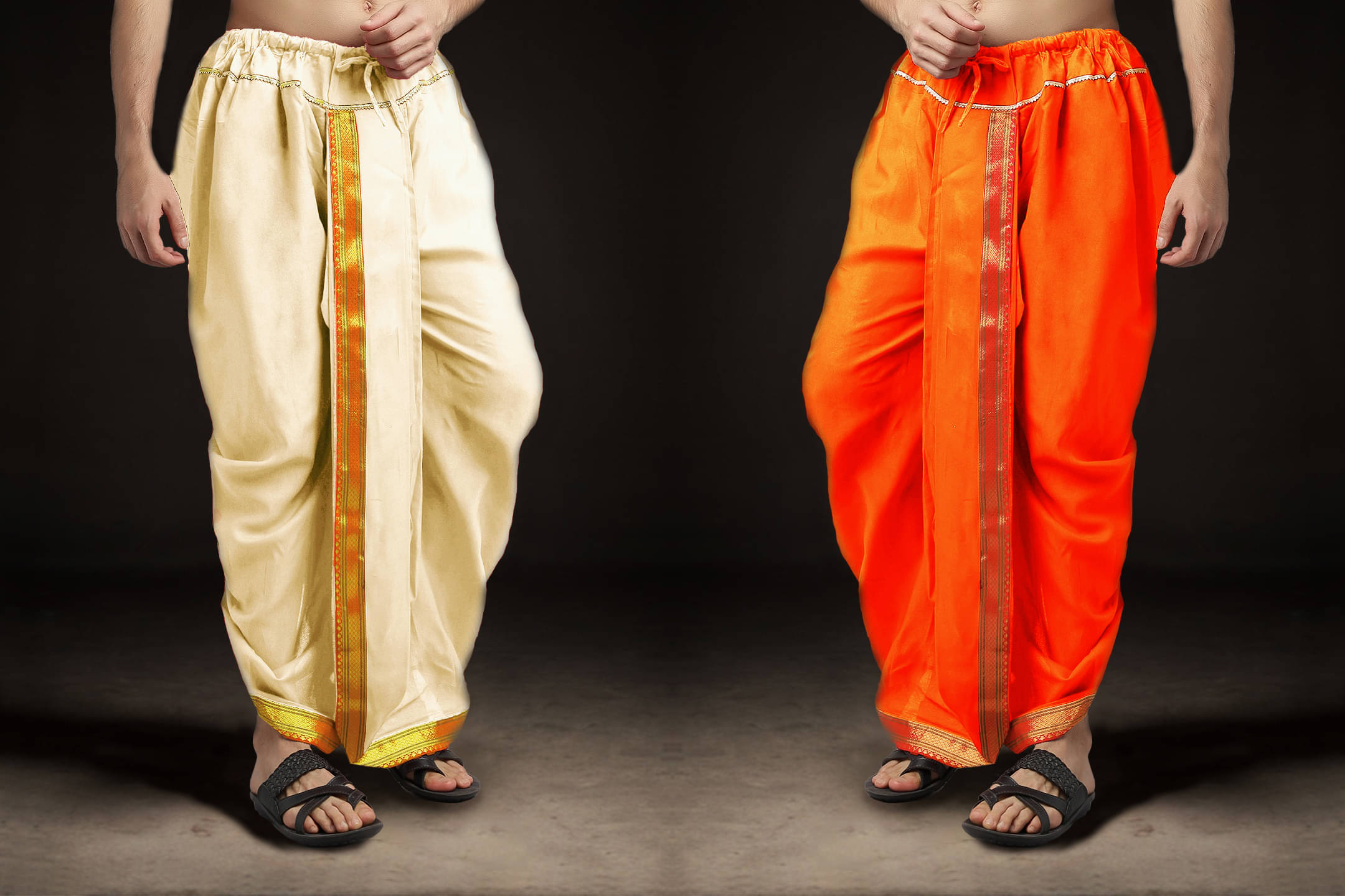     			Spewim Polyester Men's Dhoti Cream ( Pack of 2 )