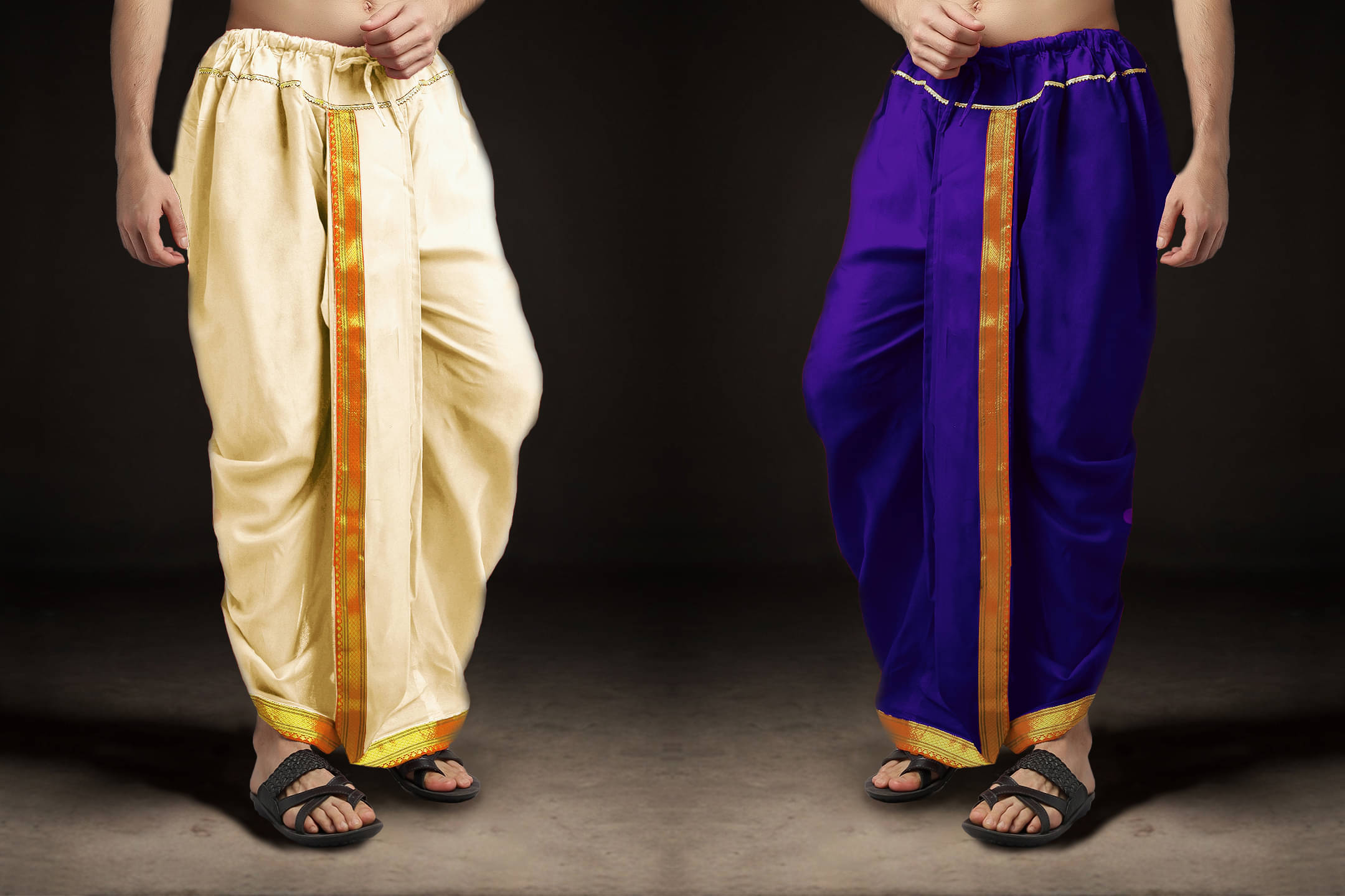     			Spewim Polyester Men's Dhoti Cream ( Pack of 2 )