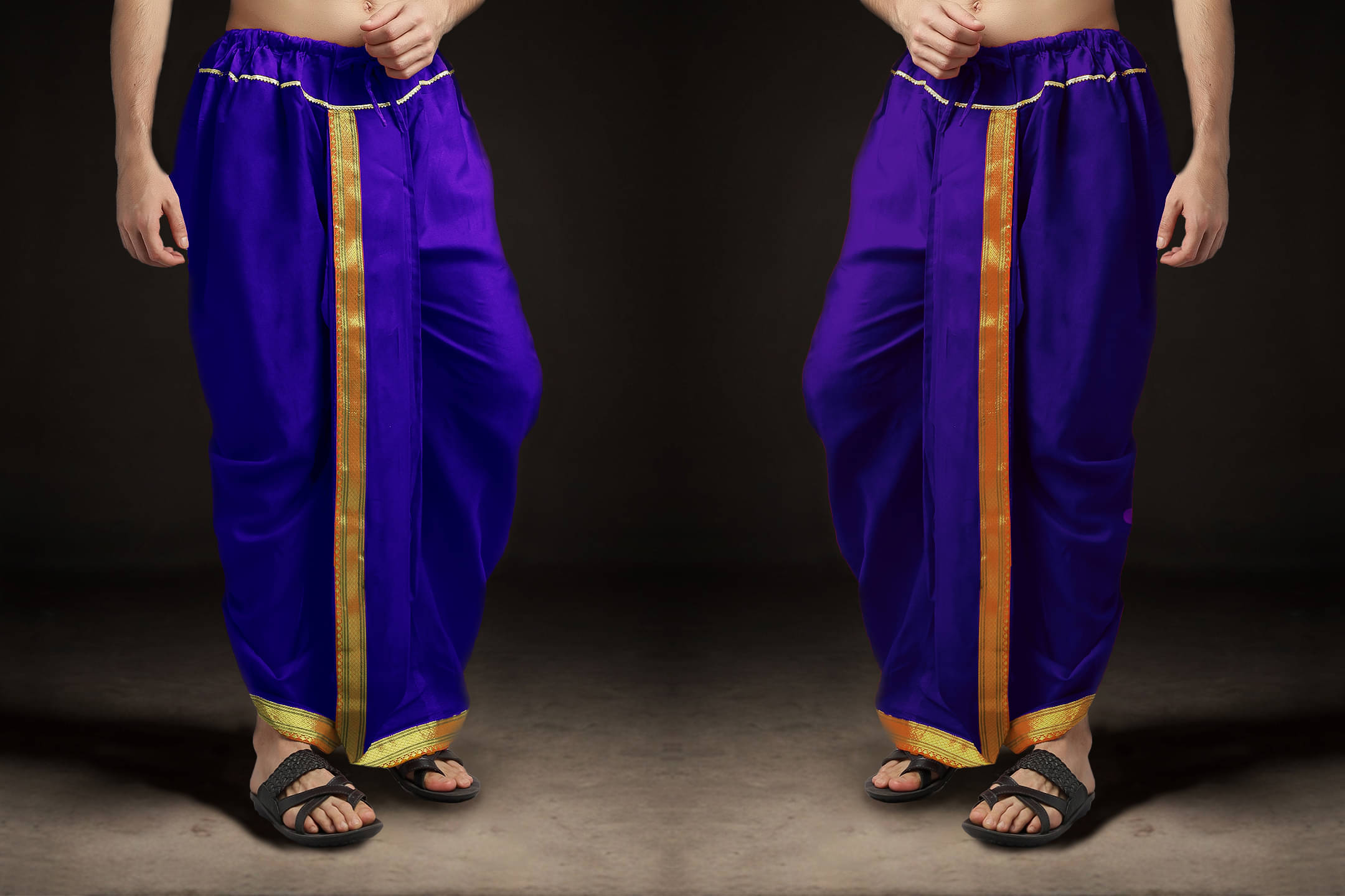     			Spewim Polyester Men's Dhoti Purple ( Pack of 2 )