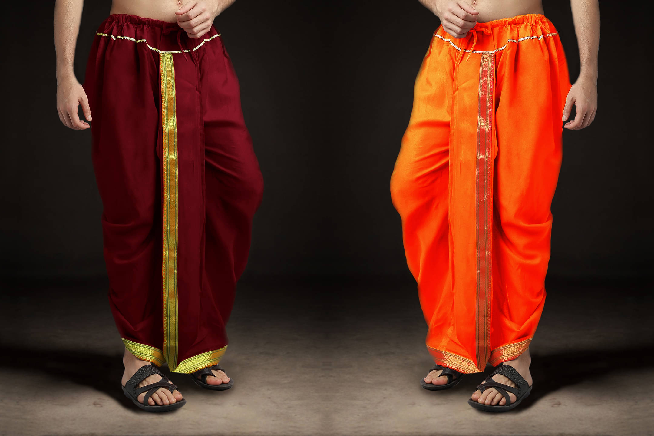     			Spewim Polyester Men's Dhoti Orange ( Pack of 2 )