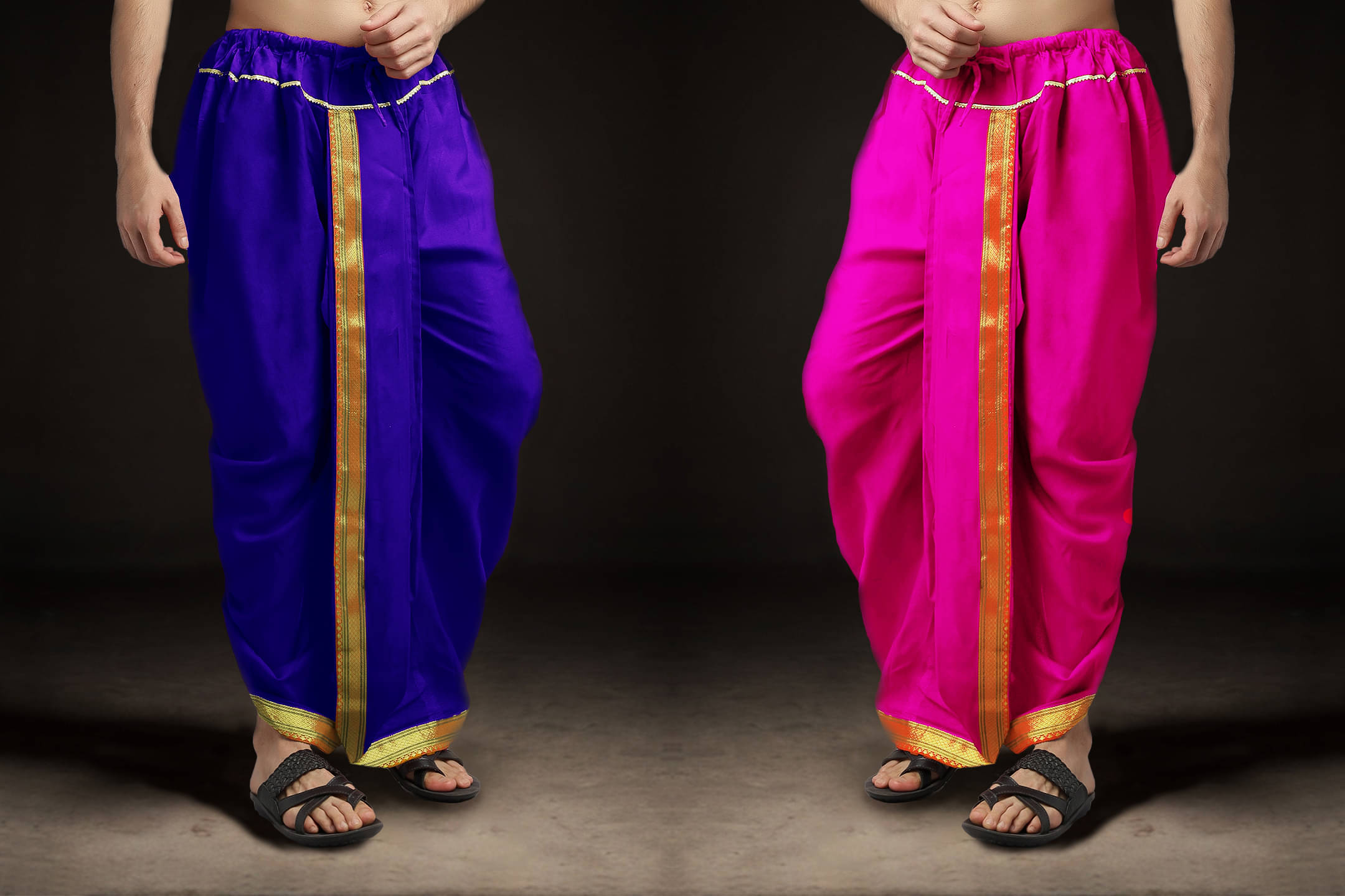     			Spewim Polyester Men's Dhoti Blue ( Pack of 2 )