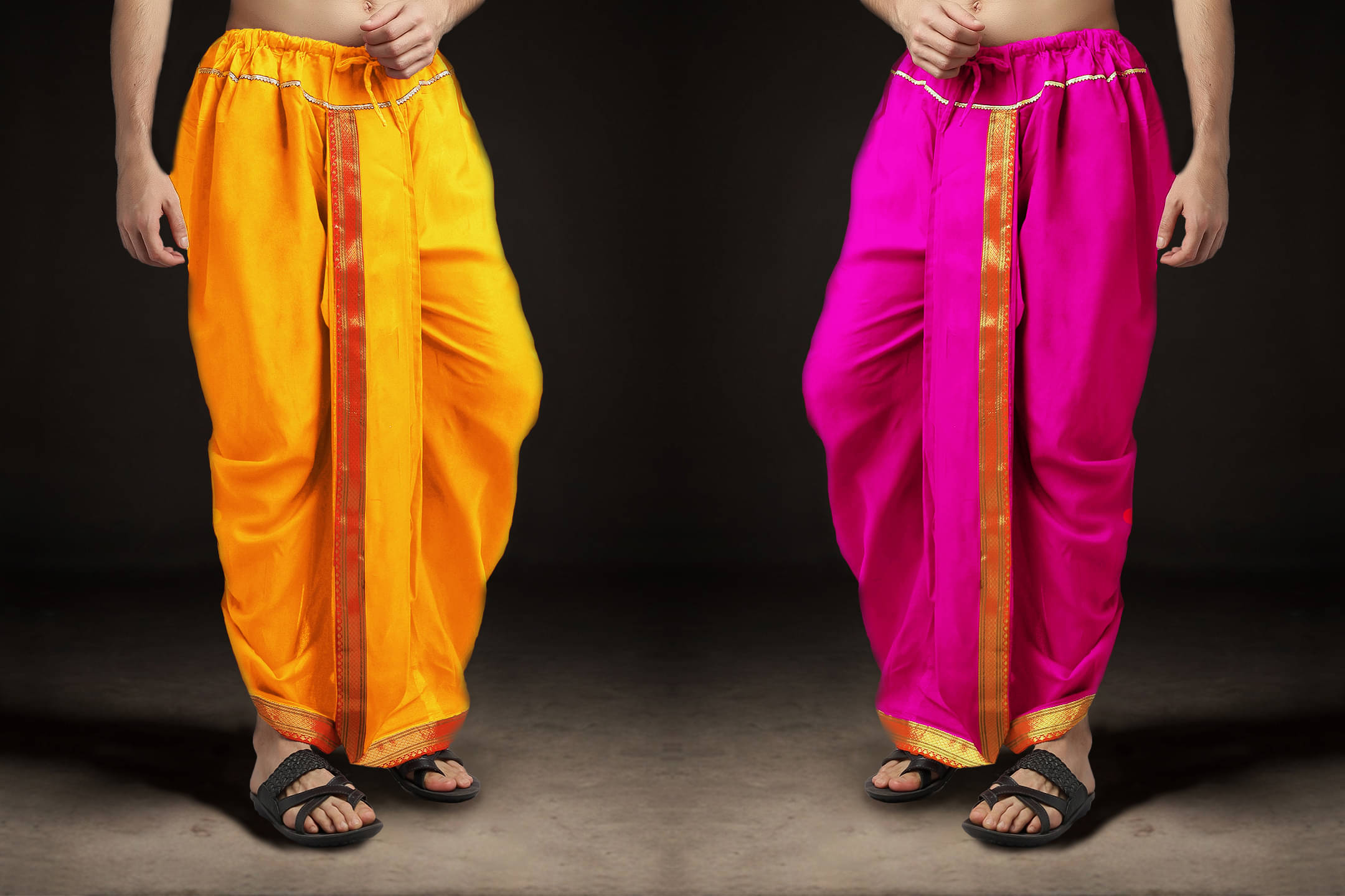 Spewim Polyester Men's Dhoti Pink ( Pack of 2 ) Spewim Polyester Men's Dhoti Pink ( Pack of 2 )