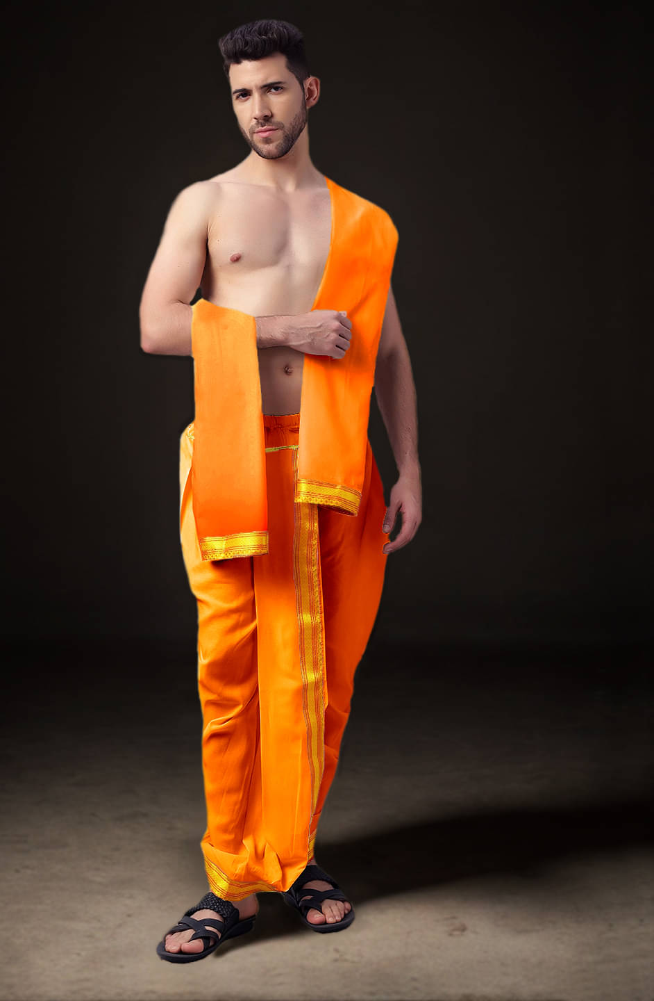 Spewim Polyester Men's Dhoti Orange ( Pack of 1 ) Spewim Polyester Men's Dhoti Orange ( Pack of 1 )