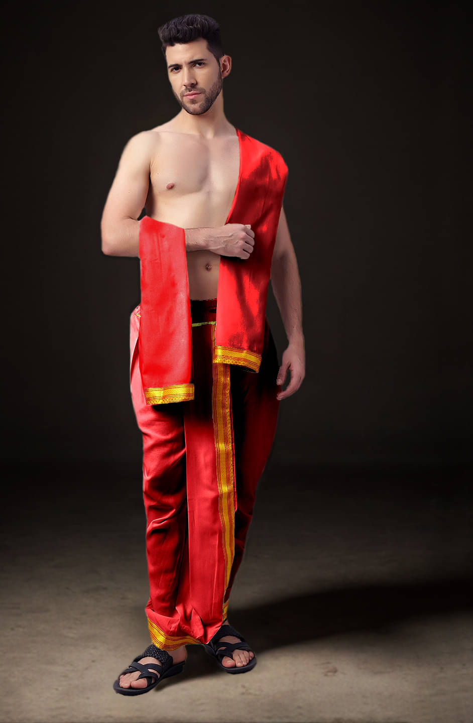     			Spewim Polyester Men's Dhoti Red ( Pack of 1 )