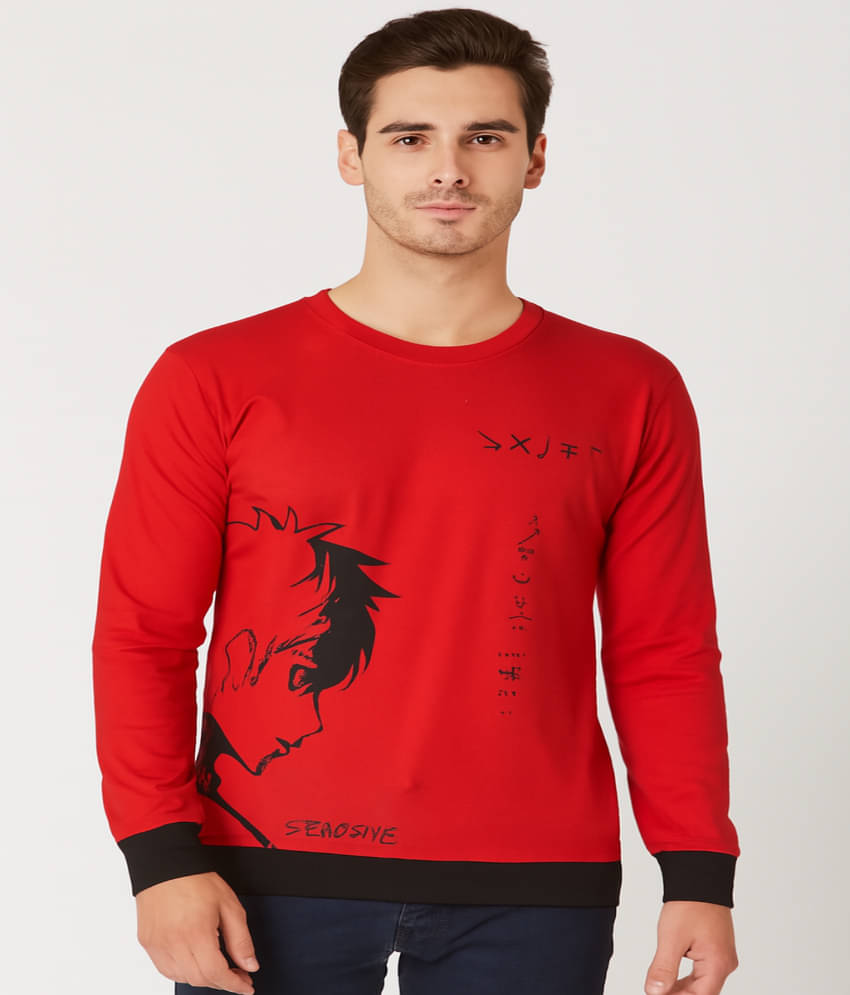 Stelino Men Cotton Blend Regular Fit Self Design T-Shirt ( Red ) Stelino Men Cotton Blend Regular Fit Self Design T-Shirt ( Red )