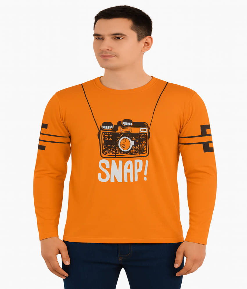     			Stelino Men Cotton Blend Regular Fit Self Design T-Shirt ( Orange )