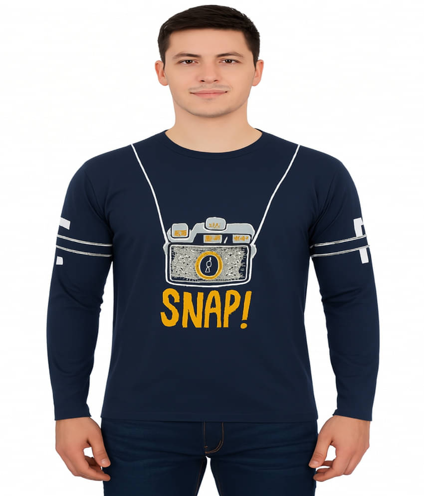    			Stelino Men Cotton Blend Regular Fit Self Design T-Shirt ( Blue )
