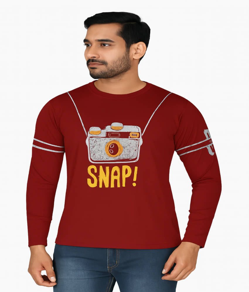     			Stelino Men Cotton Blend Regular Fit Self Design T-Shirt ( Maroon )