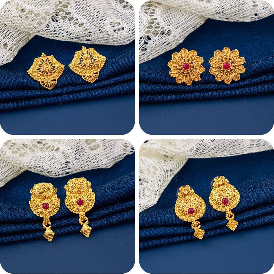     			TheSanga Golden Jhumki Earrings ( Pack of 4 )