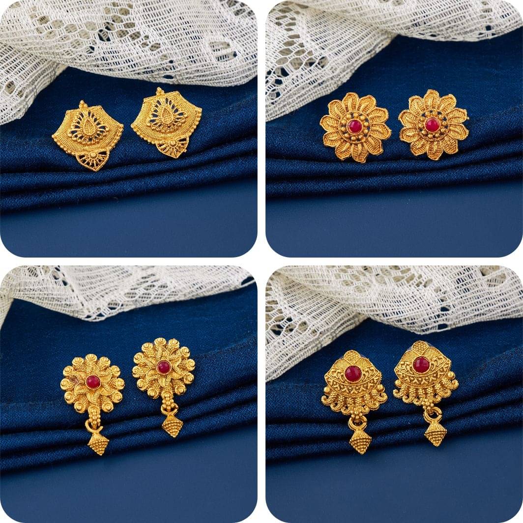     			TheSanga Golden Jhumki Earrings ( Pack of 4 )