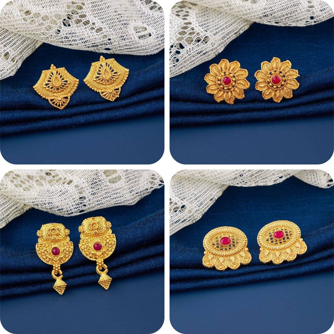     			TheSanga Golden Jhumki Earrings ( Pack of 4 )