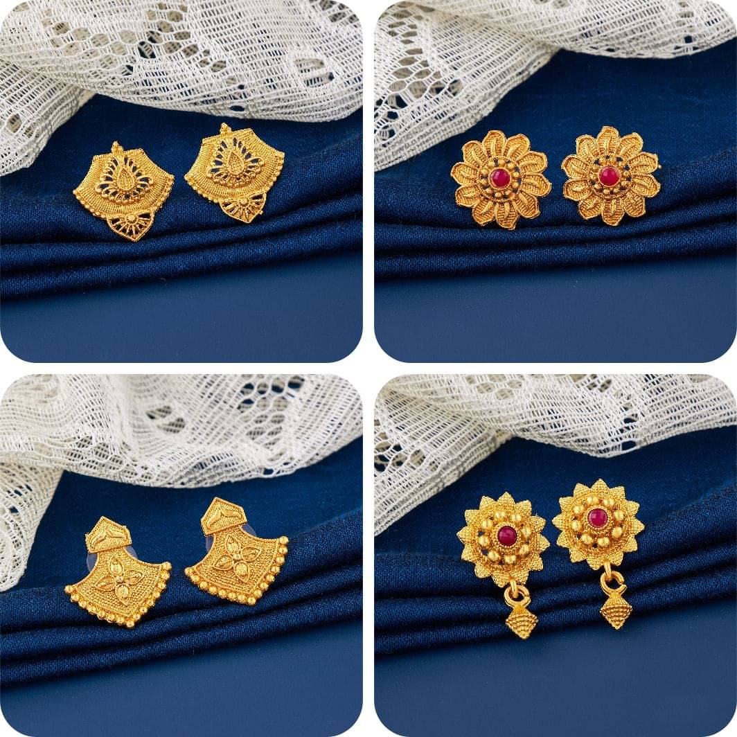     			TheSanga Golden Jhumki Earrings ( Pack of 4 )