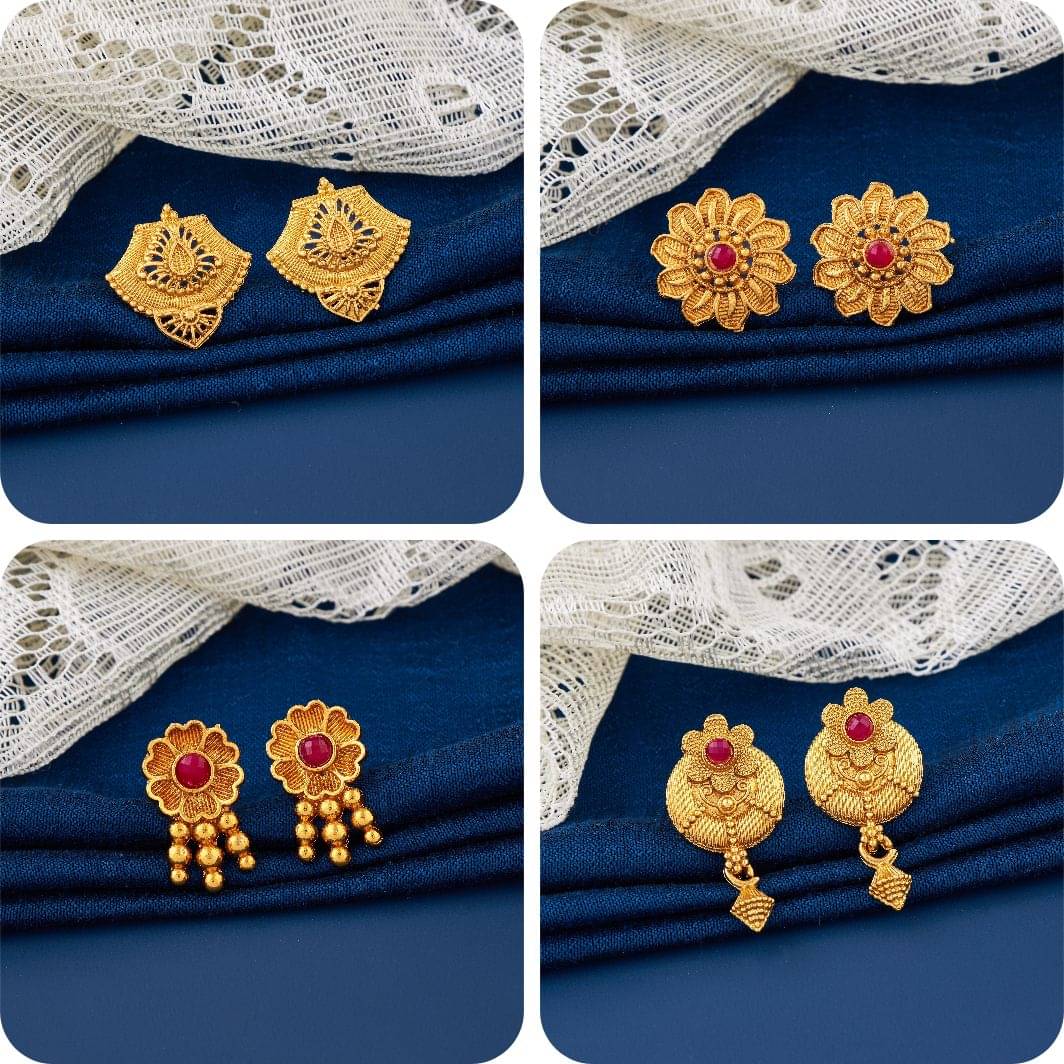     			TheSanga Golden Jhumki Earrings ( Pack of 4 )