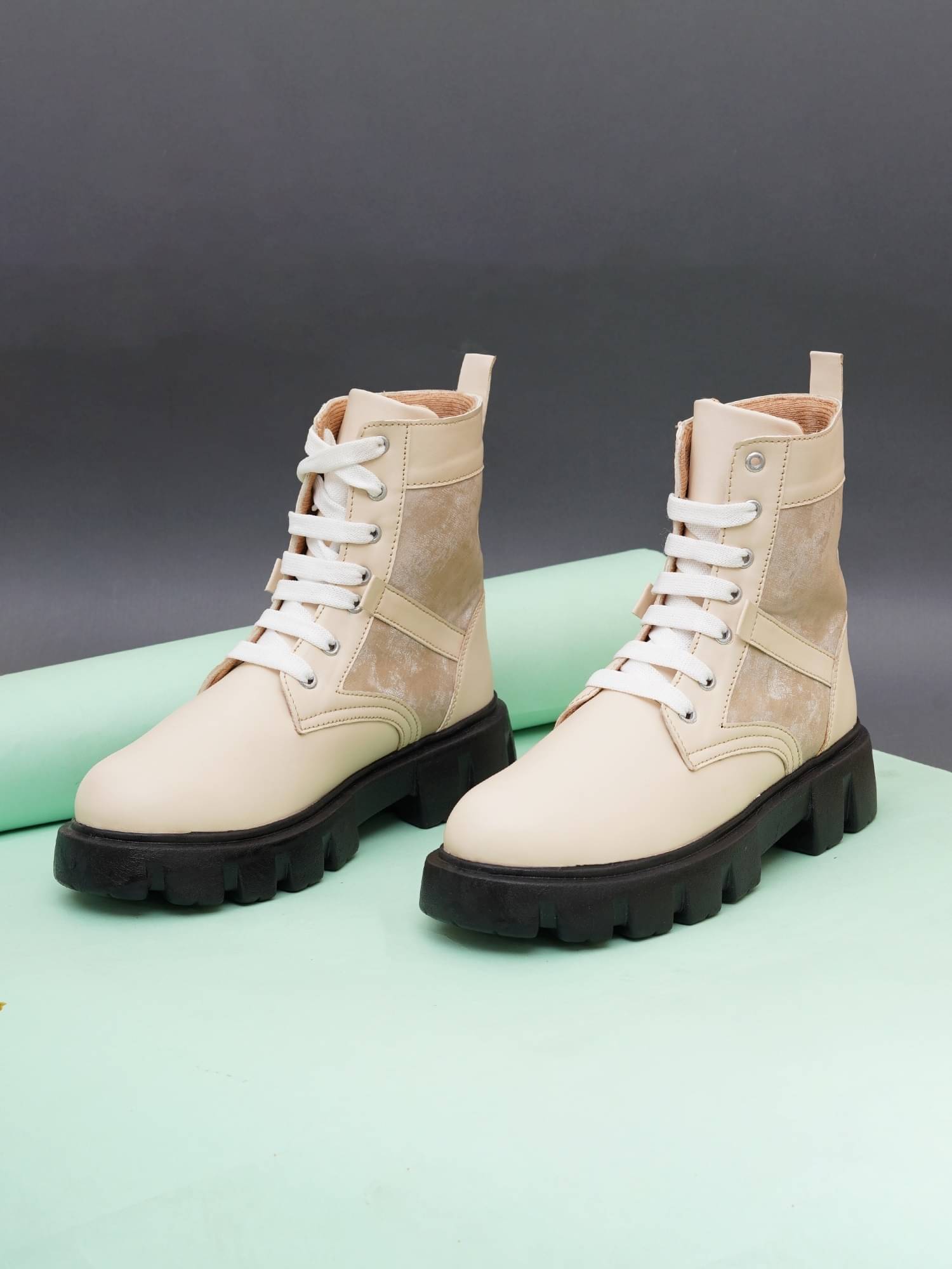 Try me Cream Women's Mid Calf Length Boots Try me Cream Women's Mid Calf Length Boots