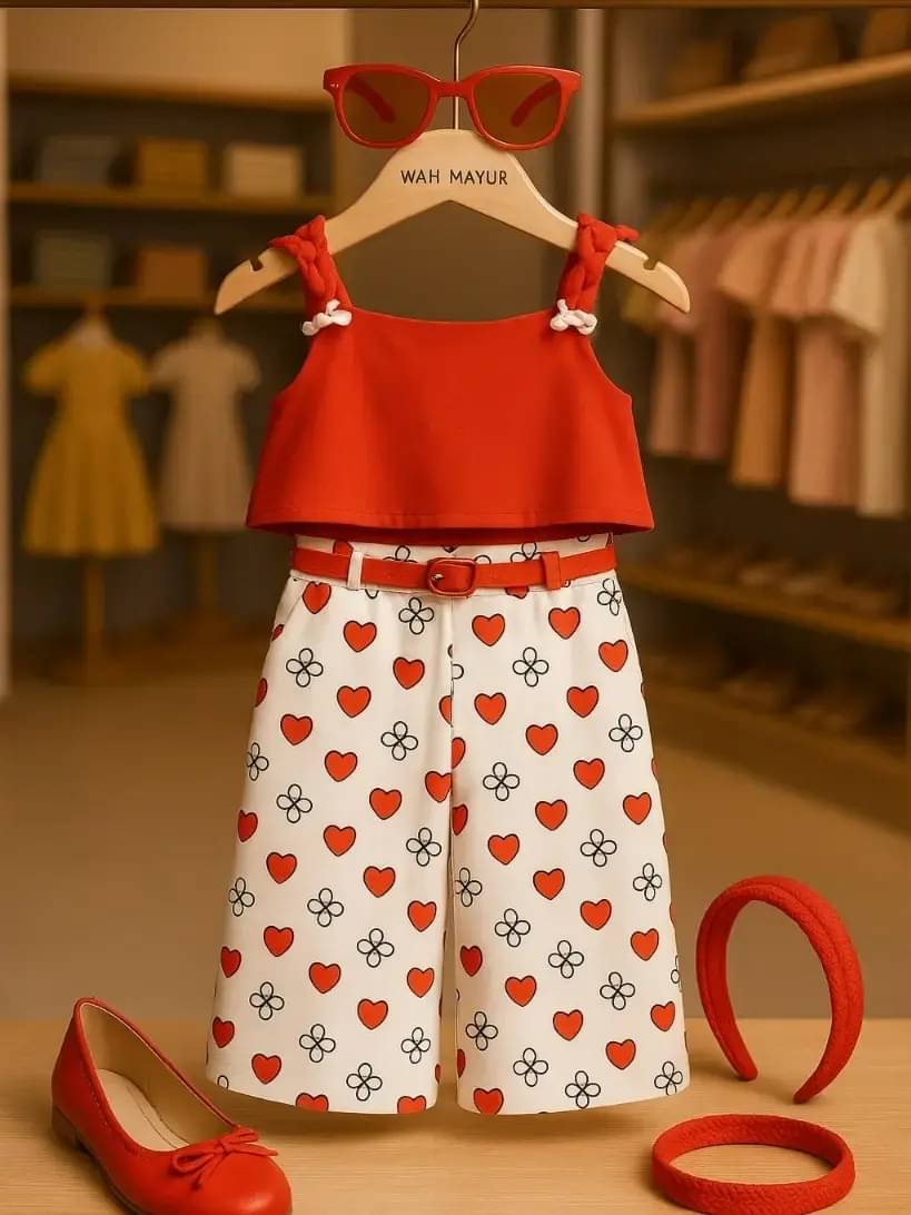     			Wah Mayur Girls Polyester Jumpsuit ( Pack of 1 , Red )