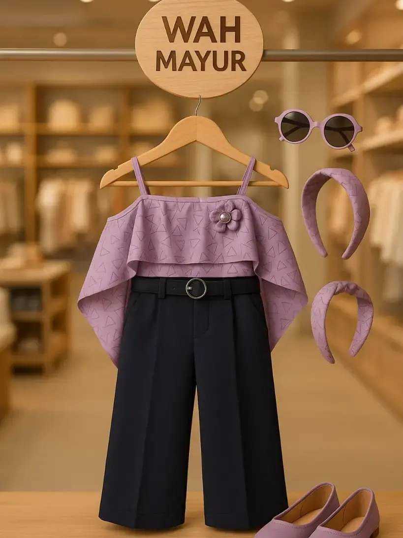     			Wah Mayur Pack of 1 Girls Polyester T-shirt & Pants ( Purple )