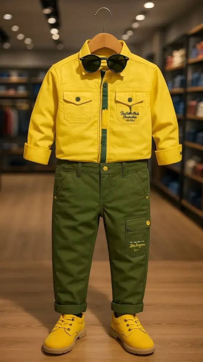     			Wah Mayur Pack of 1 Baby Boys Cotton Blend Shirt & Jeans Set ( Yellow )