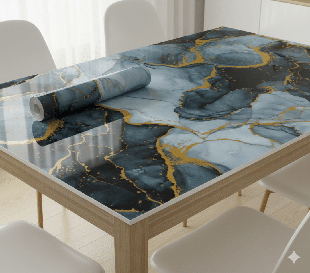     			ZAPPYPOP Blue & Gold Marble Design Wallpaper | Waterproof Self Adhesive Wall Paper Roll for Kitchen Countertop, Furniture & Wall Decoration (60x200 cm)(2m,Pack of 1)