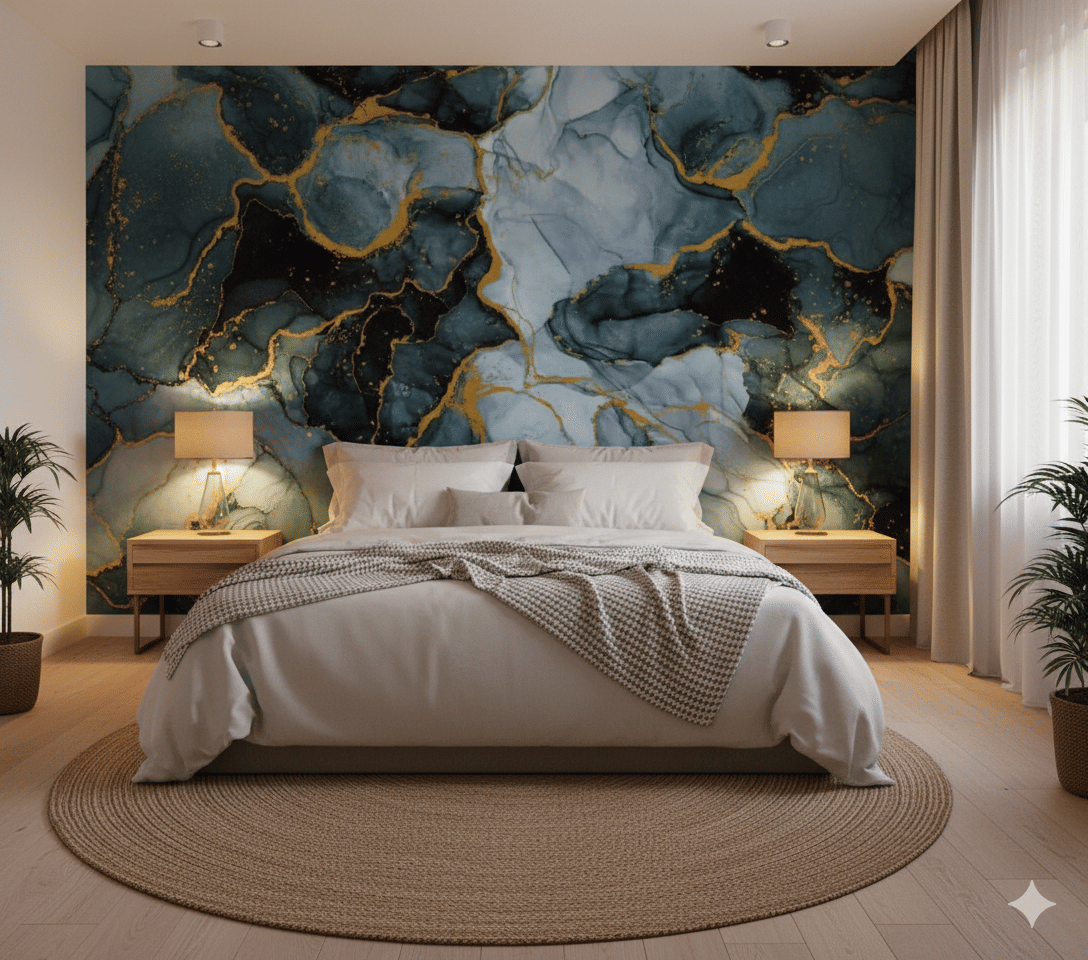     			ZAPPYPOP Blue & Gold Marble Design Wallpaper | Waterproof Self Adhesive Wall Paper Roll for Kitchen Countertop, Furniture & Wall Decoration (60x200 cm)(2m,Pack of 1)