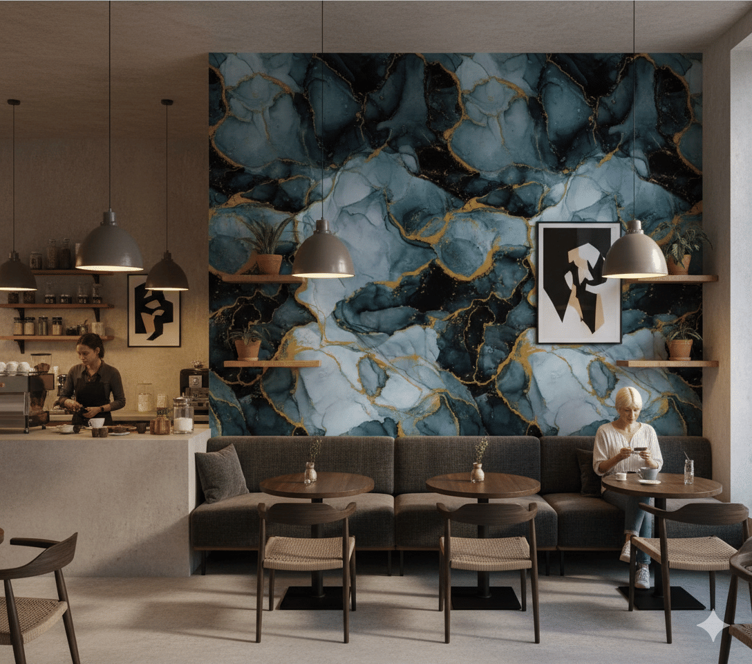     			ZAPPYPOP Blue & Gold Marble Design Wallpaper | Waterproof Self Adhesive Wall Paper Roll for Kitchen Countertop, Furniture & Wall Decoration (60x200 cm)(2m,Pack of 1)