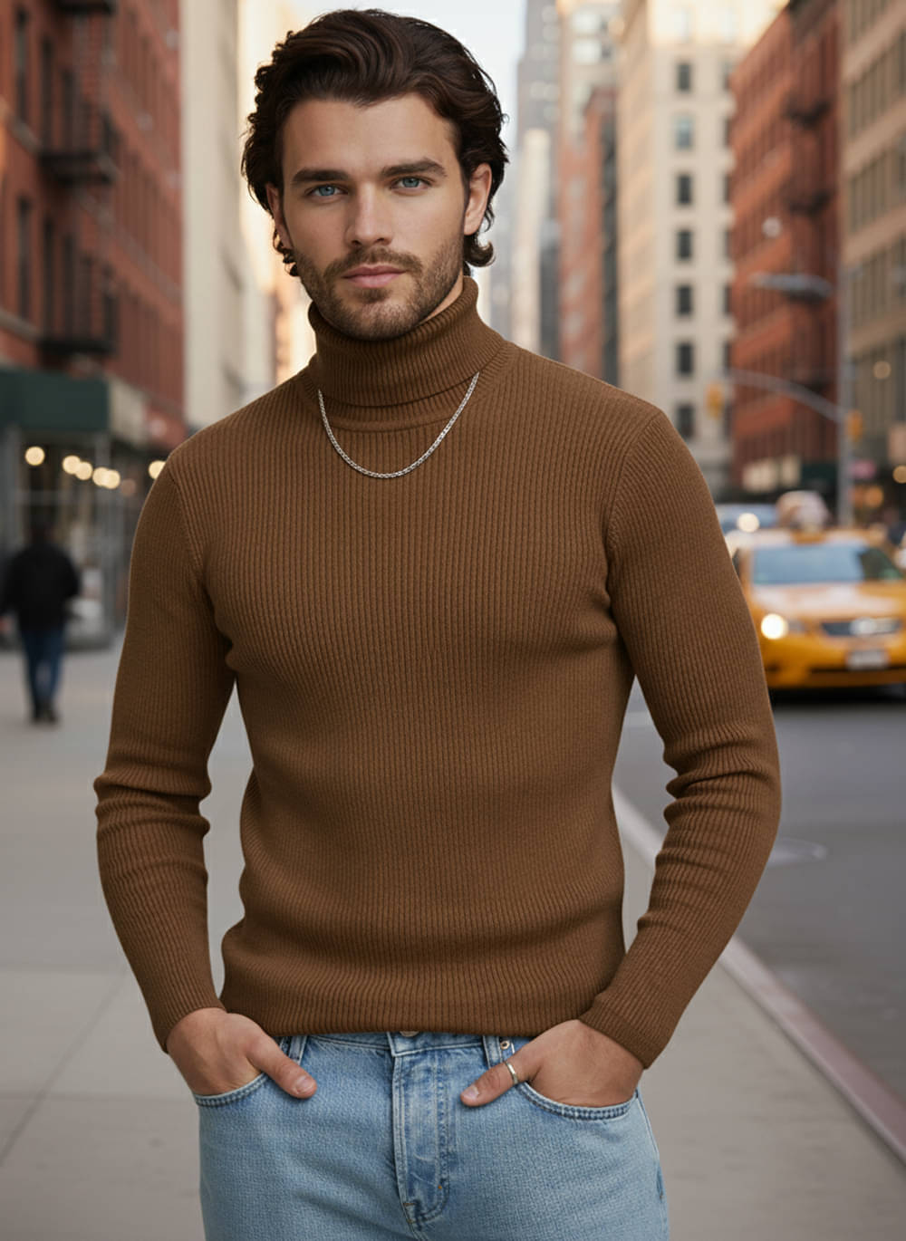     			clafoutis Polyster High Neck Men's Full Sleeves Pullover Sweater - Brown ( Pack of 1 )