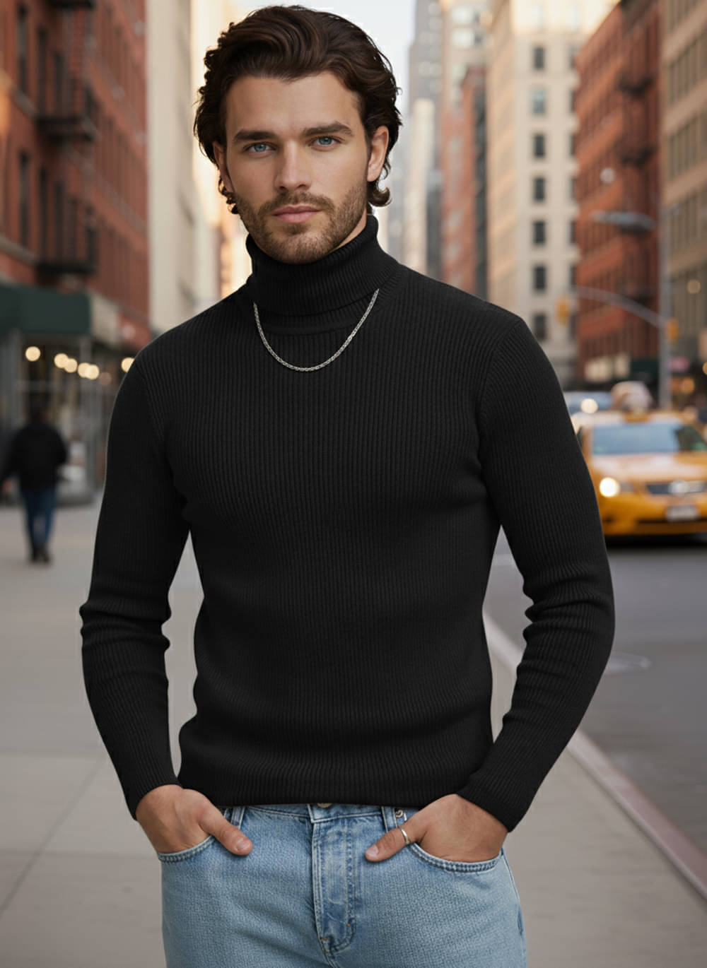     			clafoutis Polyster High Neck Men's Full Sleeves Pullover Sweater - Black ( Pack of 1 )