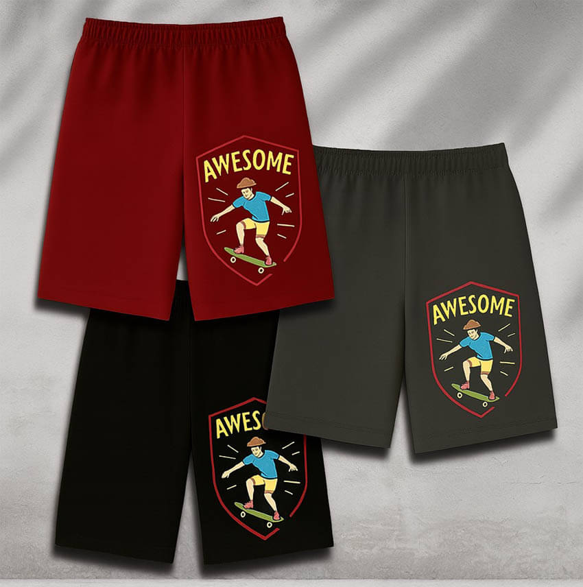     			fashionate world Pack of 3 Cotton Shorts For Boys ( Multicolor 3 )