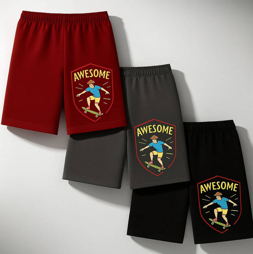     			fashionate world Pack of 3 Cotton Shorts For Boys ( Multicolor 3 )