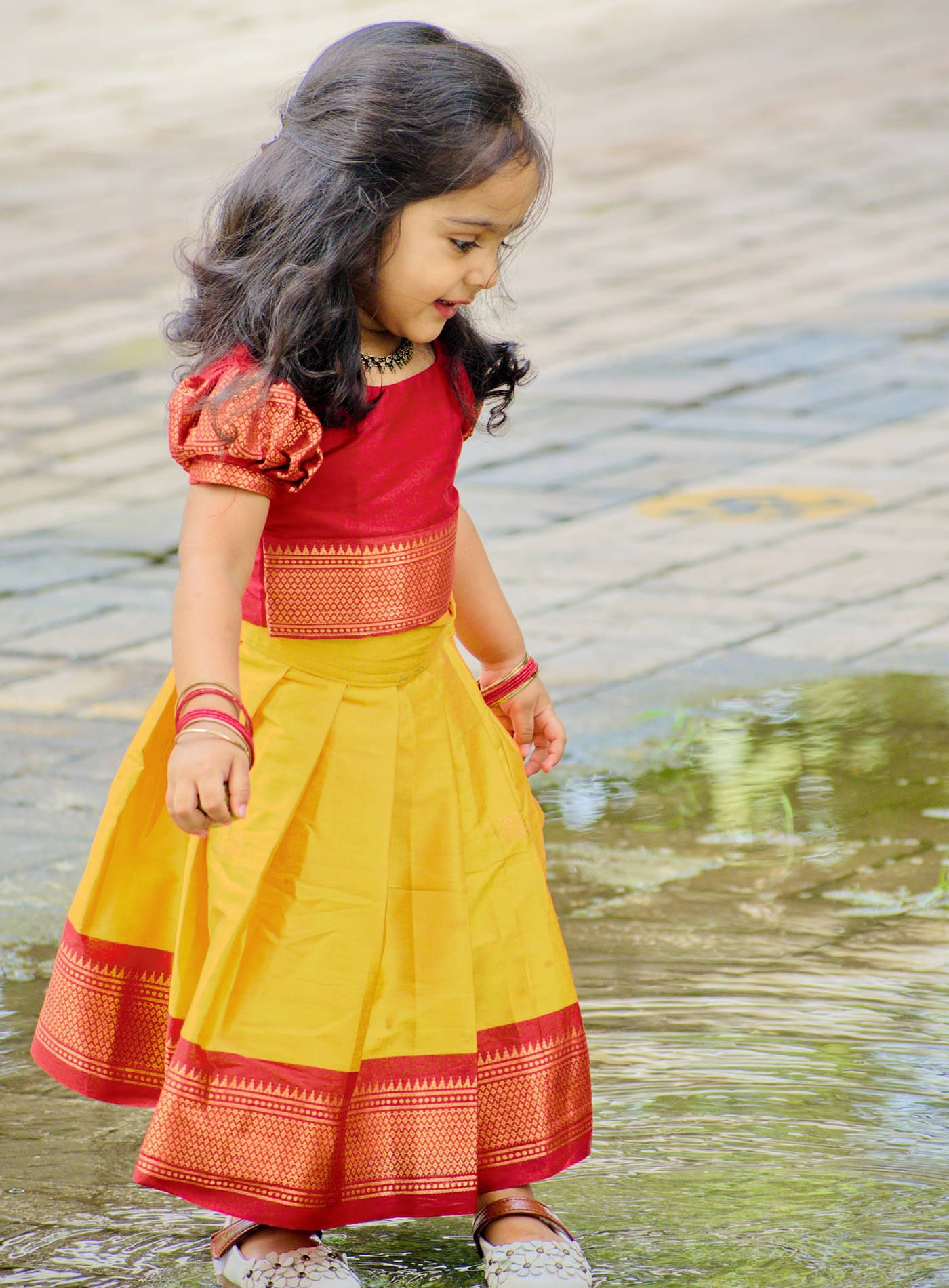     			kedar fab Jacquard Lehenga Choli Set For Girls ( Pack of 1 , Yellow )