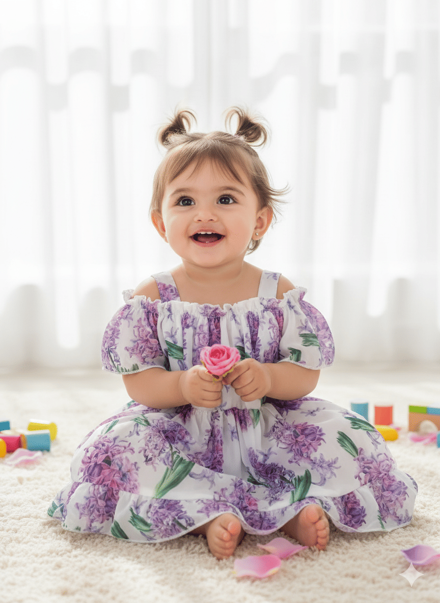 luffy luke Georgette Frock For Girls ( Pack of 1 , Lavender ) luffy luke Georgette Frock For Girls ( Pack of 1 , Lavender )