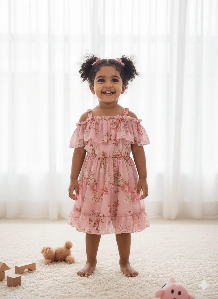luffy luke Georgette Frock For Girls ( Pack of 1 , Lavender ) luffy luke Georgette Frock For Girls ( Pack of 1 , Lavender )