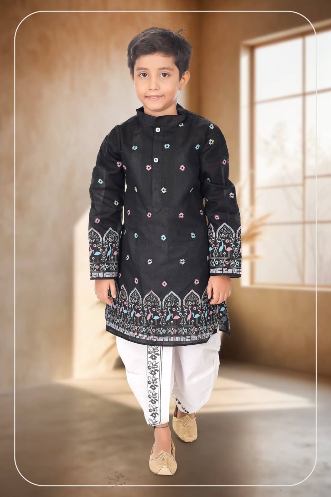 s muktar garments Boys Cotton Blend Black Dhoti Kurta Set ( Pack of 1 )     			s muktar garments Boys Cotton Blend Black Dhoti Kurta Set ( Pack of 1 )