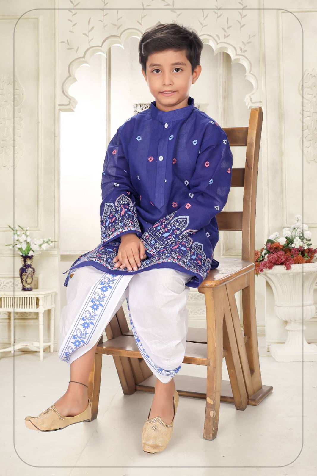 s muktar garments Boys Cotton Blend Royal Blue Dhoti Kurta Set ( Pack of 1 ) s muktar garments Boys Cotton Blend Royal Blue Dhoti Kurta Set ( Pack of 1 )