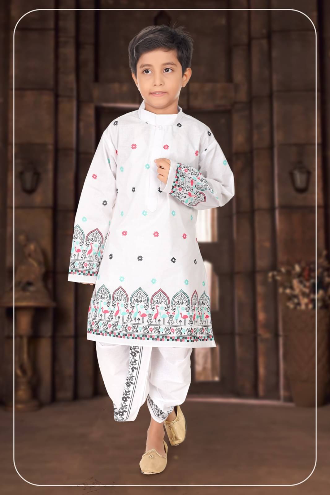 s muktar garments Boys Cotton Blend White Dhoti Kurta Set ( Pack of 1 )     			s muktar garments Boys Cotton Blend White Dhoti Kurta Set ( Pack of 1 )