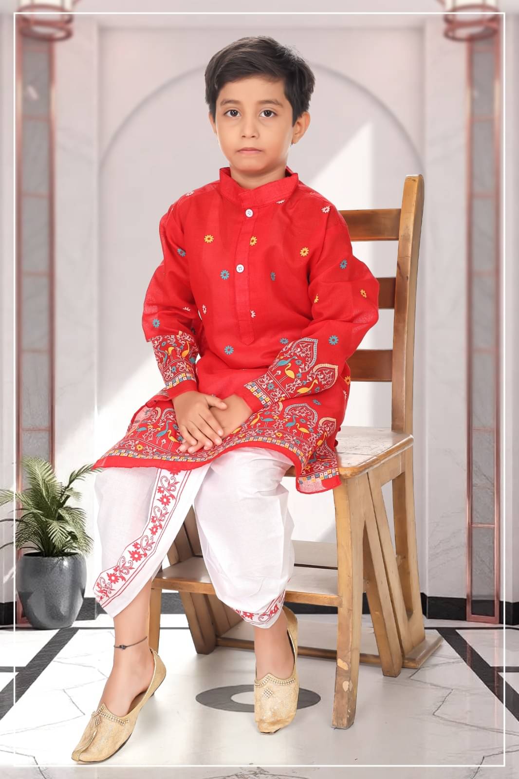s muktar garments Boys Cotton Blend Red Dhoti Kurta Set ( Pack of 1 ) s muktar garments Boys Cotton Blend Red Dhoti Kurta Set ( Pack of 1 )