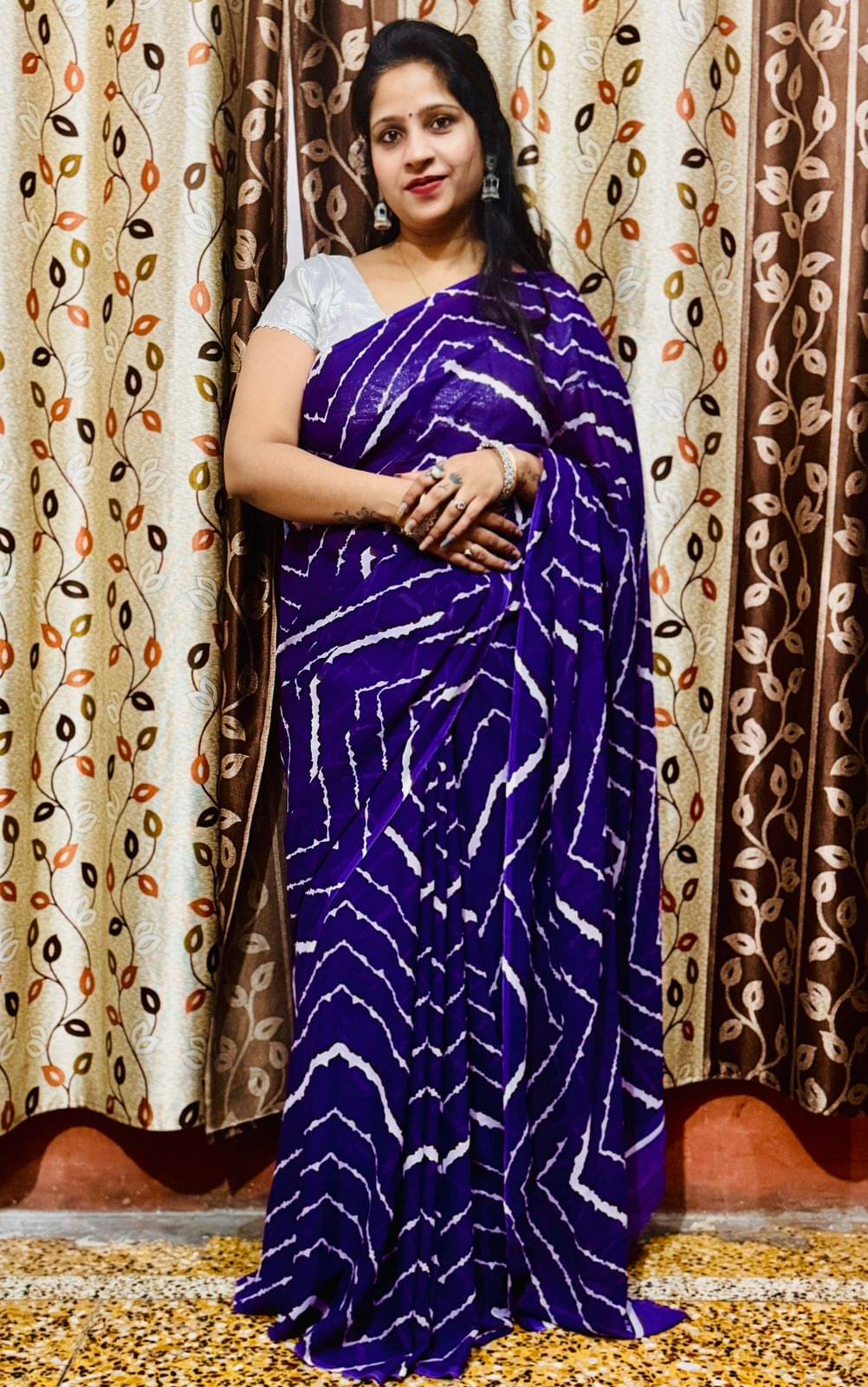     			ANAND SAREES Georgette Printed Ilkal Saree With Unstitched Blouse Piece ( Purple )
