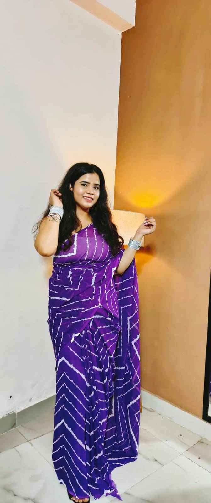     			ANAND SAREES Georgette Printed Ilkal Saree With Unstitched Blouse Piece ( Purple )